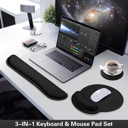 Mouse Pad Black, Ergonomic Keyboard Wrist Rest, Mouse Pad - Image 2