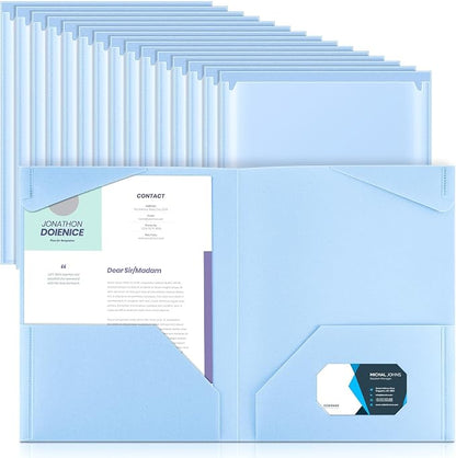 Henoyso 36 Pack Light Blue Plastic Folders by Henoyso