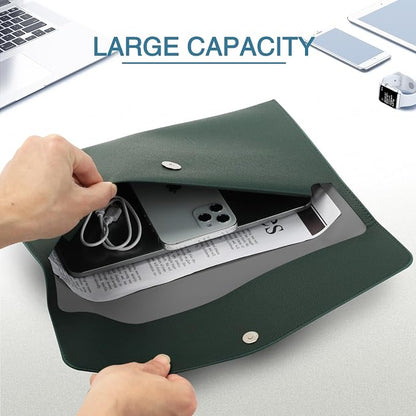 FYY File Folder, PU Leather A4 Document Holder File Organizer Filing Envelope - Image 2
