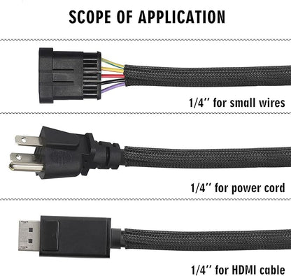 25ft - 1/4 inch Cord Protector Cable Sleeve Split Wire Loom Tubing - Image 2
