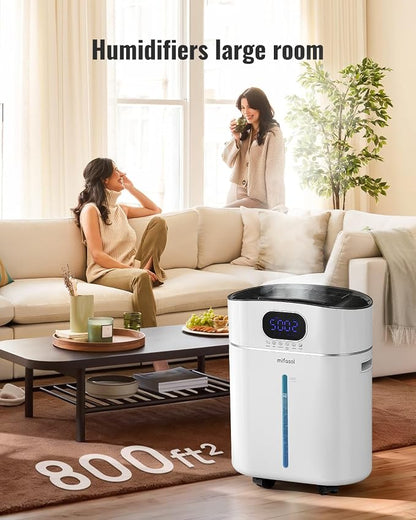 Humidifier Large Room Warm and Cool Mist, 3.2Gal/12L Humidifiers for Home 800 sq ft, Air Humidifiers for Bedroom with Diffuser & Flame Light, Whole House Humidifiers for Nursery Baby Plants, White - Image 3