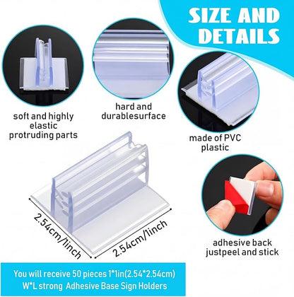 Fulmoon 50 Pcs Sign Holder, Adhesive Base Sign Holders Multiple Uses - Image 2
