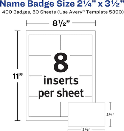 Avery Customizable Name Badge Inserts, 2.25" x 3.5", 400 Printable Name Tag - Image 4