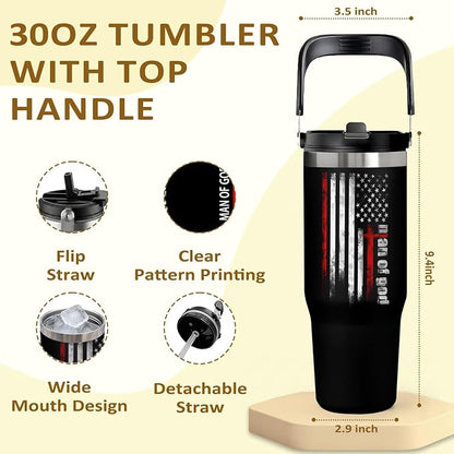Christian Tumbler for Men 30oz - Religious Gifts for Christian Men, Stainless Steel Insulated Travel Mug with Handle, Bible Verse Cup for Pastors & Fathers, Faith-Based Gift Idea - Image 2