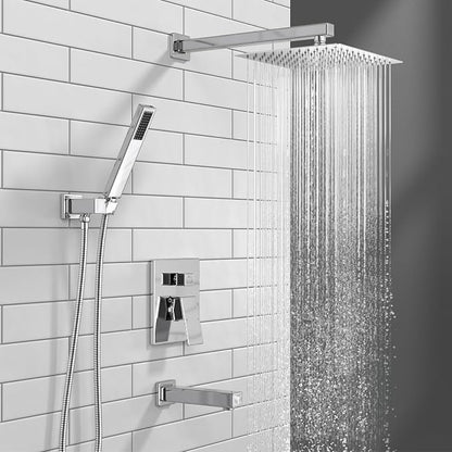 Lava Odoro Modern 3-Setting Square Shower and Tub Faucet Set with Shower Head and Handheld Sprayer Chrome, Rainfall Shower System with Tub Spout, Shower Valve Trim Kit, Chrome, SF103-C-T - Image 2