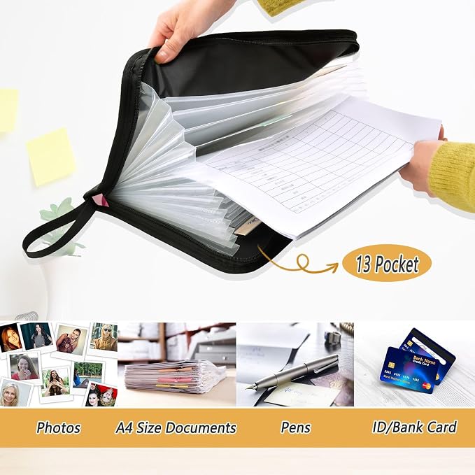 Expanding File Folder Pink Bow Cherry Accordion File Organizer 13 Pockets - Image 3