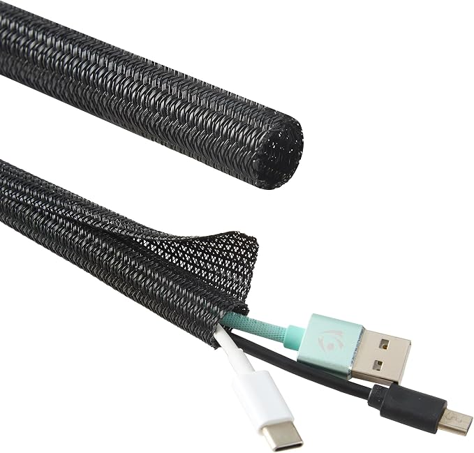 Split Wire Loom 1/4 Inch 50ft, Braided Cable Sleeve - Image 9