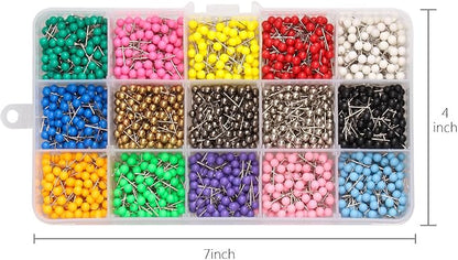 Push Pins Marking Map Tacks 1/8-Inch Plastic Beads Head, 15 Assorted Colors - Image 3