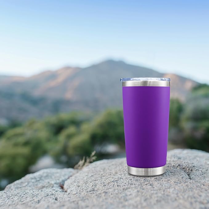 AIANJI 20oz Tumbler Bulk Stainless Steel Tumblers with Lid Vacuum Insulated Double Wall Travel Coffee Mug Powder Coated Tumbler Cup for Hot and Cold Drinks(Purple, 6 pack) - Image 2