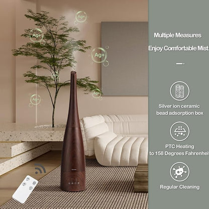 Cool Mist Humidifier，Elecameier Air humidifier for Home/Bedroom with Remote Control 2.3L Smart Air Humidifier for Desk/Office/Bedroom 25dB Whisper Quiet with Auto Shut off dark wood - Image 5