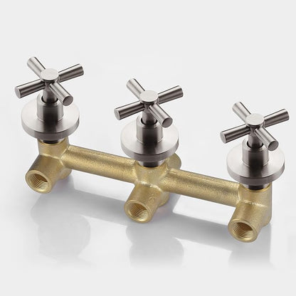sumerain 3 Handle Wall Mount Tub Faucet with Sprayer, High Flow Waterfall Bathtub Faucet Brushed Nickel - Image 7