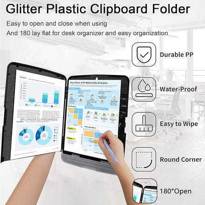 Glitter Clipboard with Storage, Storage Clipboard with Pen Holder, A4 Binder - Image 5