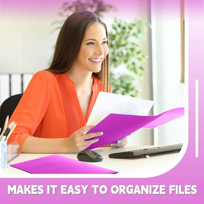 Henoyso 36 Pack Fluorescent Purple Plastic Folders - Image 4