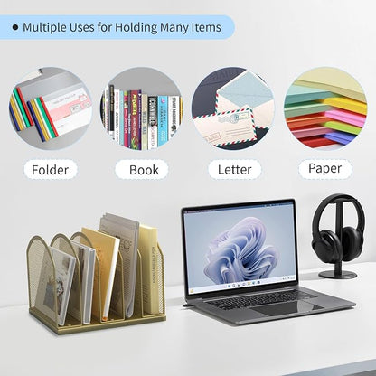 Gawerk 5-Section Vertical Desktop Organizer, 5-Section Mesh File Folder Stand - Image 6