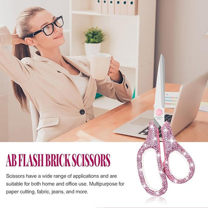 Koqye 7.8-Inch Pink Rhinestone Scissors - Image 6
