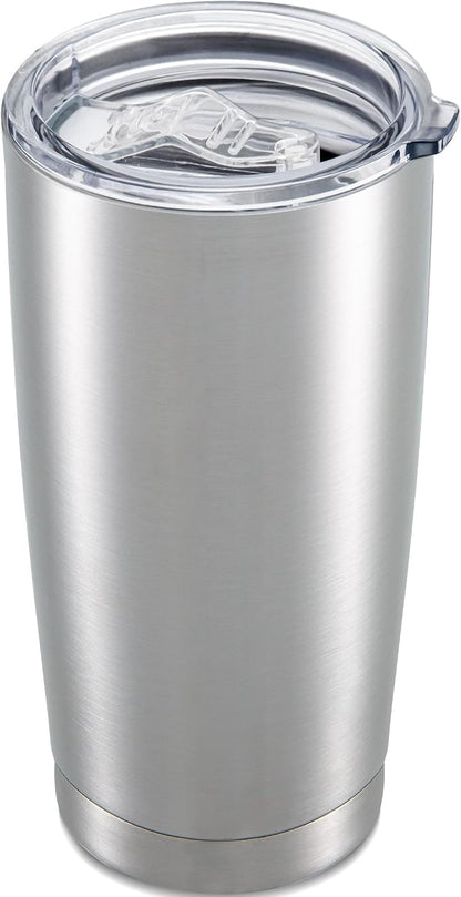 20 oz Tumbler with Lid Stainless Steel Double Wall Vacuum Insulated Tumblers Powder Coated Cups Travel Mug Keep Drinks Cold and Hot, Stainless Steel by Orebigo