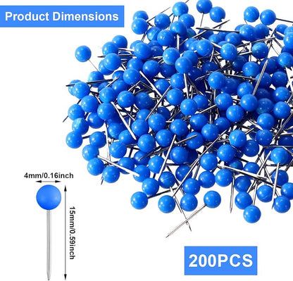 XIHIRCD 200pcs Push Pins, Map Tacks Round Head Map Push Pins Small Thumb Tacks - Image 2