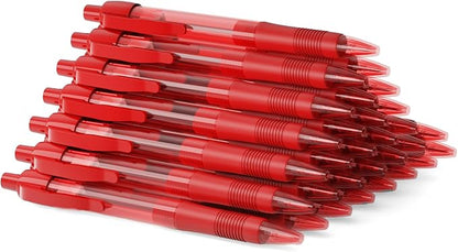 deegtran Pens Bulk, 30 Pack No Bleed Red Ink Click Pens by DEEGTRANPENS