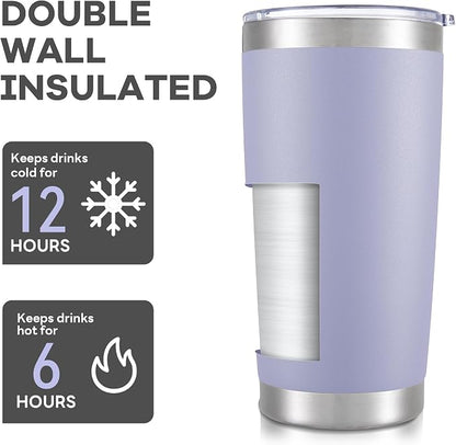 20 oz Tumbler with Lid Stainless Steel Insulated Tumblers Bulk Double Wall Vacuum Cups Powder Coated Travel Mug Keep Drinks Cold and Hot, Cosmic Lilac, 4 Pack - Image 3