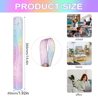 6 PCS 12 Inch Flexible Ruler, Soft Bendable Gradient Colored Rulers - Image 2