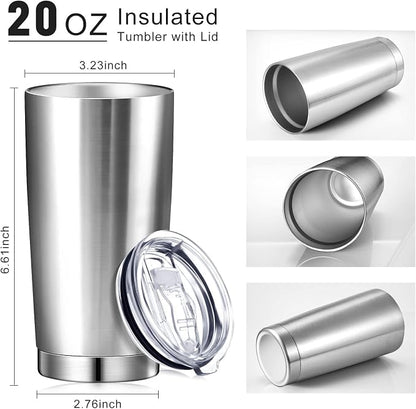 Sieral 36 Pack Stainless Steel Tumblers Bulk with Lids Double Wall Vacuum Insulated Coffee Cups Blank leakproof Powder Coated Tumblers for Engraving Wedding Graduation Party Favors(20 oz,Silver) - Image 2
