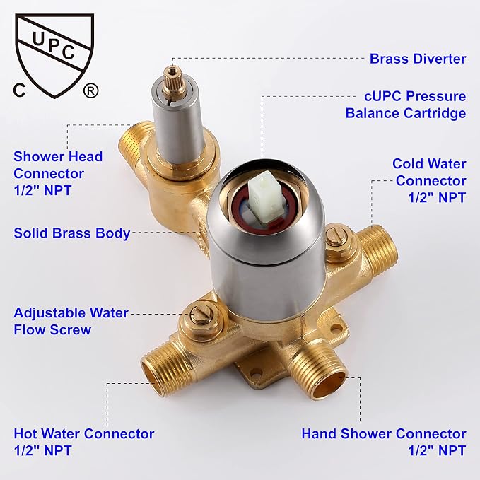 SHAMANDA Waterfall Wall Mounted Bathtub Faucet with Hand Shower, Bathroom Single Handle Tub Faucet Modern Brass Tub Shower Faucet Set(Including Rough-In Valve Body and Trim), Brushed Nickel, L901-2 - Image 3