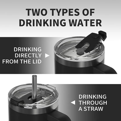 20 oz Tumbler with Handle,Tumbler with Lid and Straw,Double Wall Insulated Cup Stainless Steel Travel Mug(Cold for 34 Hours),Water Bottle for Iced Tea,Coffee,Cold Beverages(Black) - Image 4
