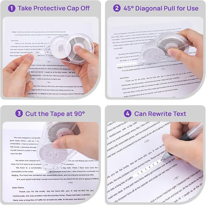 4 Pcs Long-Lasting Correction Tape, 98.43 Ft White Wrong Out Tear-Resistant Bulk - Image 4