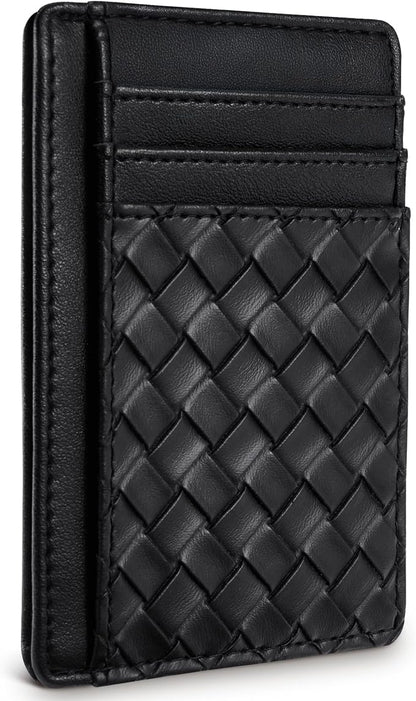 Travelambo Front Pocket Minimalist Leather Slim Wallet RFID Blocking Medium Size by Travelambo