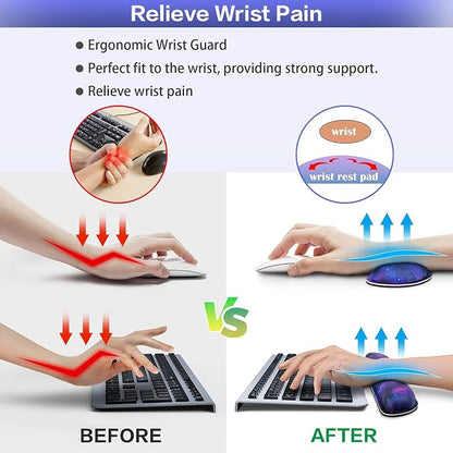 Mouse Pad Galaxy with Wrist Rest, 4-in-1 Large Mousepad+Keyboard Wrist - Image 5
