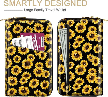 Family Passport Holder Wallet RFID Blocking Document Organizer PU Leather - Image 3