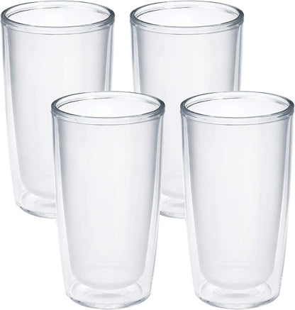 Tervis Crystal Clear Tabletop Made in USA Double Walled Insulated Tumbler Travel Cup Keeps Drinks Cold & Hot, 16oz - 4pk, Classic by TervisTumblerCompany