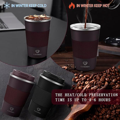 CS COSDDI 12 oz Stainless Steel Vacuum Insulated Tumbler - Coffee Travel Mug Spill Proof with Lid - coffee Cup for Keep Hot/Ice Coffee,Tea and Beer (3rd Brown) - Image 8