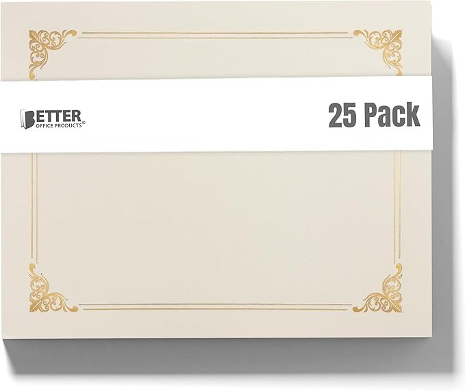 25 Pack Ivory Certificate Holders, Diploma Holders, Document Covers by BetterOfficeProducts