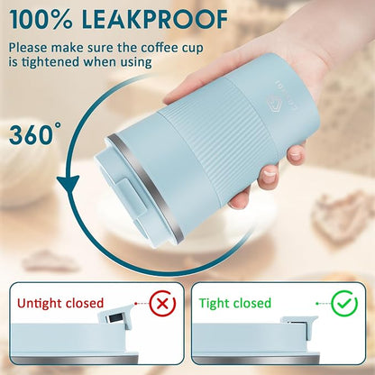 CS COSDDI 12 oz Stainless Steel Vacuum Insulated Tumbler - Coffee Travel Mug Spill Proof with Lid - Coffee Cups for Keep Hot/Ice Coffee,Tea and Beer (3rd pale blue) - Image 2