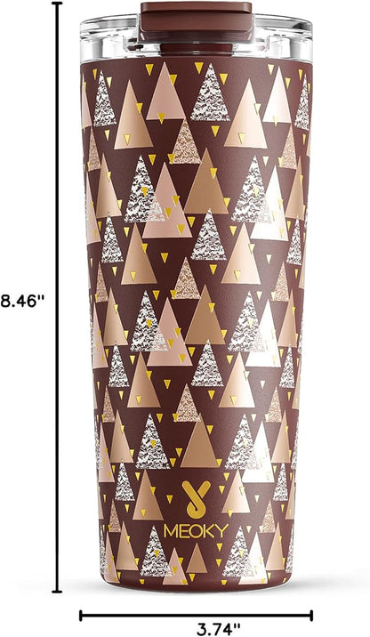 Meoky 24 oz Travel Coffee Mug with Leak-proof Lid, Stainless Steel Insulated Coffee Tumbler, Keeps Hot for 8 Hours or Cold for 24 Hours, Fits in Car Cup Holder (Cocoa Geometry) - Image 3