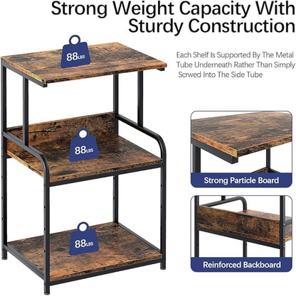 Arbuxzuy Printer Stand with Storage Shelf, 3 Tier Printer Cart with Wheels - Image 7