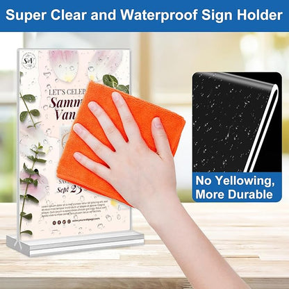 Acrylic Sign Holder 5x7, 6 Pack Clear Plastic Table Display Vertical - Image 4