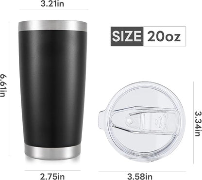 20 oz Tumbler with Lid Stainless Steel Insulated Tumblers Bulk Double Wall Vacuum Cups Powder Coated Travel Mug Keep Drink Cold and Hot, Black, 8 Pack - Image 7
