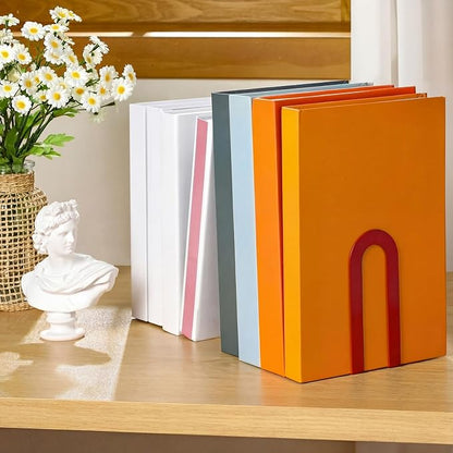 Chunful 2 Pcs Modern Metal Book Ends - Image 5