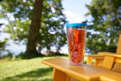 Tervis Clear & Colorful Lidded Made in USA Double Walled Insulated Tumbler Travel Cup Keeps Drinks Cold & Hot, 24oz, Red Lid - Image 2