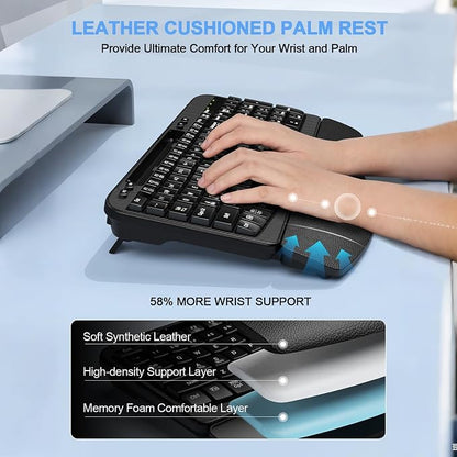 EAYBLLY 2.4G Wireless Ergonomic Keyboard, Full Size Wave Keys - Image 2