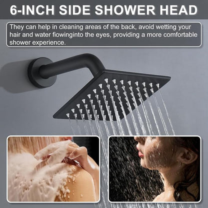 Shower System Brass Thermostatic Shower Faucet Set With Valve and Diverter Shower Mixer With Rain Head and Handheld High Pressure Square Rainfall - Image 5