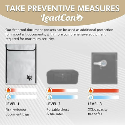 2 Pack Upgraded Fireproof Document Bag, 14.6" x 11" Two Pockets Fireproof Bag - Image 3