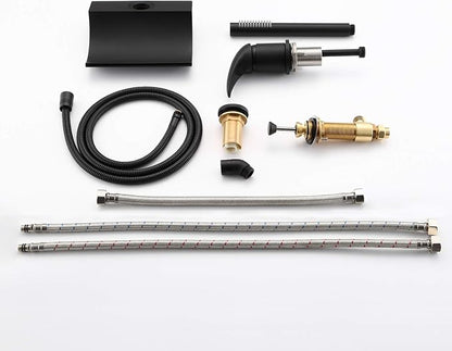 sumerain Black Roman Tub Faucet with Hand Shower High Flow Waterfall Spout with Diverter - Image 8