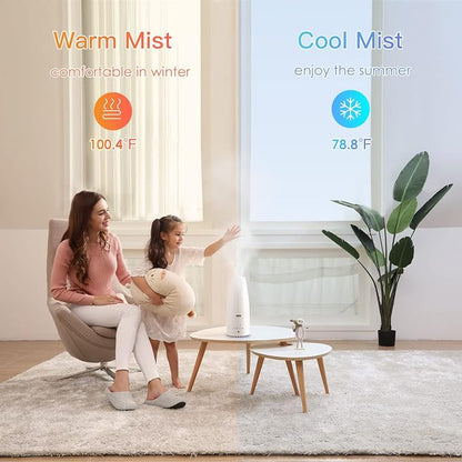 Warm and Cool Mist Humidifier for Home/Bedroom with Remote Control 2.3L Smart Air Humidifier for Desk/Office/Bedroom 25dB Whisper Quiet with Auto Shut off - Image 2