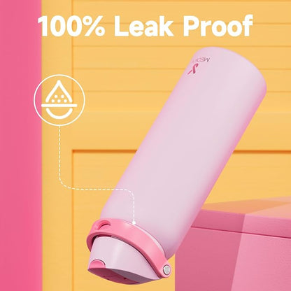 40 oz Insulated Water Bottle for Sports: Meoky Stainless Steel Water Bottle with 2-in-1 Straw and Spout Lid - Leak Proof, Cold for 24 Hours, Protective Silicone Base, BPA-Free for Women Gym, Blush - Image 7