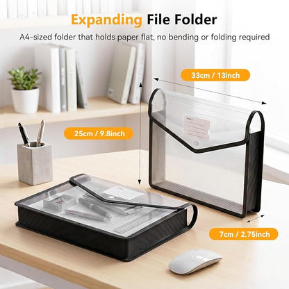 2 Pack Plastic Expanding File Folder, Transparent Accordion File Pouch - Image 2