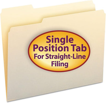 Smead File Folder, 1/3-Cut Tab, Left Position, Letter Size, 100 per Box by SMEAD