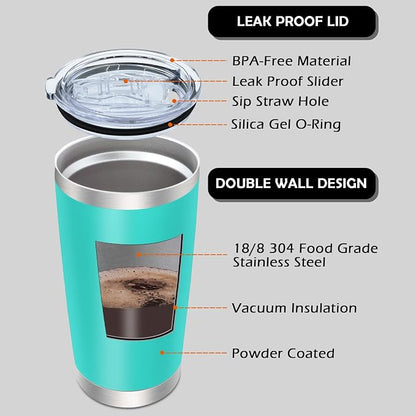AIANJI 20oz Tumbler Bulk Stainless Steel Tumblers with Lid Vacuum Insulated Double Wall Travel Coffee Mug Powder Coated Tumbler Cup for Hot and Cold Drinks(Light Blue, 12 pack) - Image 3